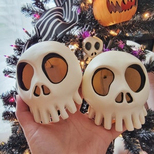 Two Skull Ornament Set. Haunted Mansion Holiday Skull.