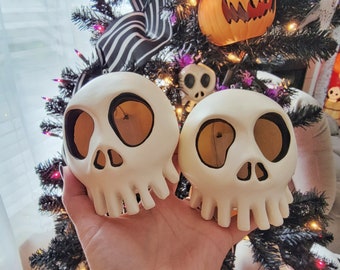 Two Skull Ornament Set. Haunted Mansion Holiday Skull.