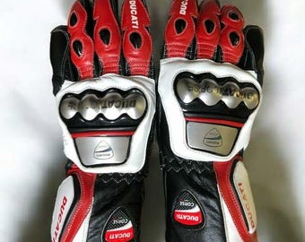 DUCATI Leather Motorcycle Gloves: Carbon Knuckle, Racing Gloves