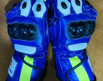 Guantes de moto azules de competición: Knuckle Armor, GP Pro