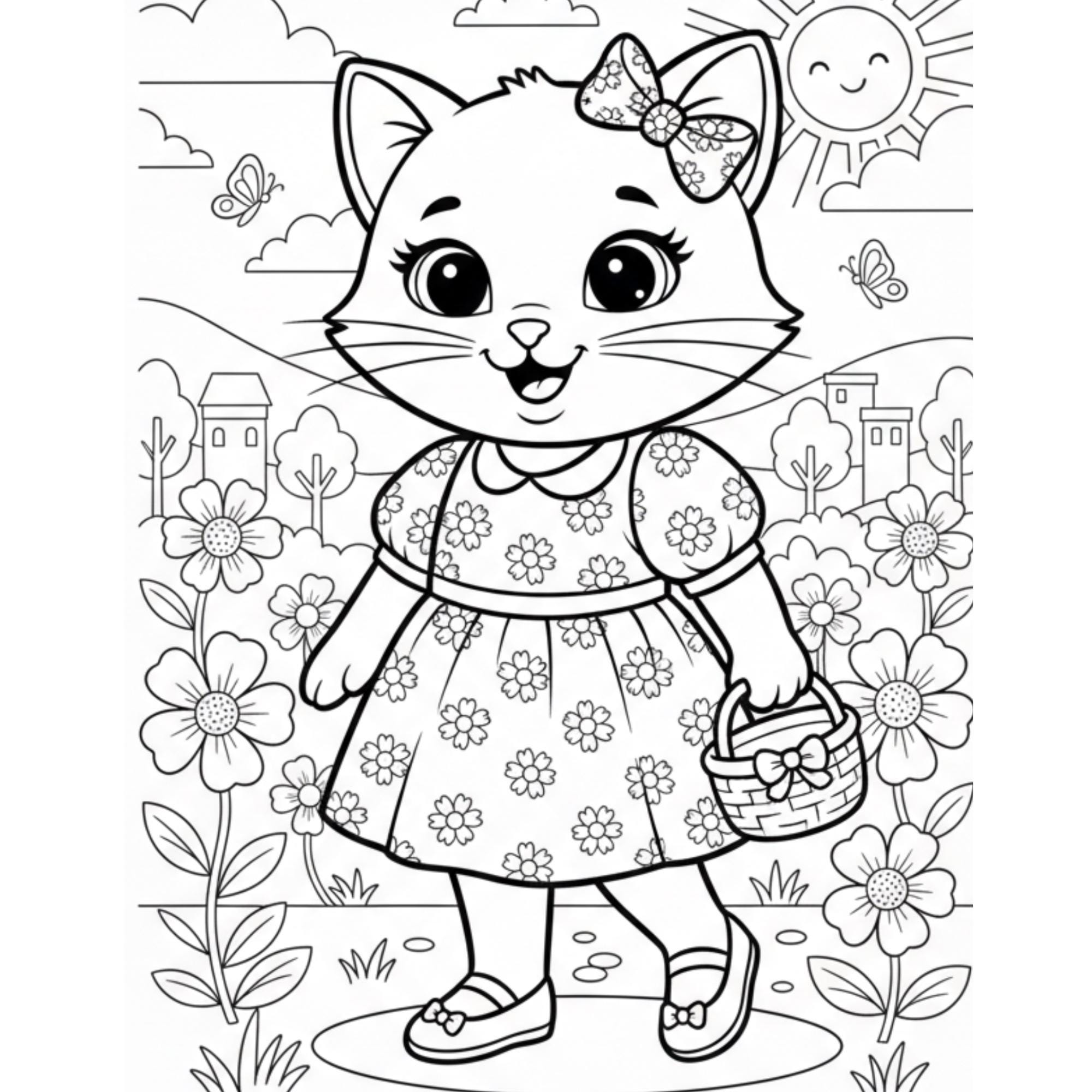 Kitty Color Book Kitty Coloring Book | 10 Printable Cat Pages (digital Download - Etsy