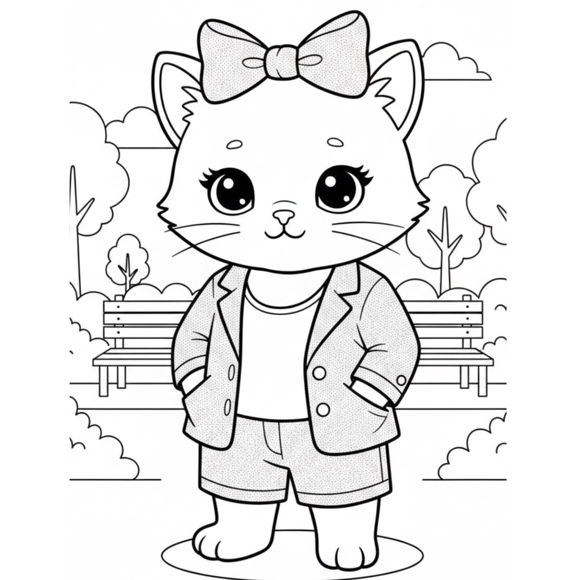 Kitty Color Book Kitty Coloring Book | 10 Printable Cat Pages (digital Download - Etsy