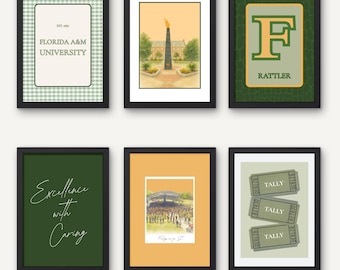 FAMU Wall Art Print Bundle | HBCU Digital Download | Rattler Home Decor | Tallahassee College Prints | Set Friday Poster | Eternal Flame Art