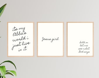 Christian Wall Art Set of 3 | Minimal Art | Faith Printables | Neutral Bible Decor