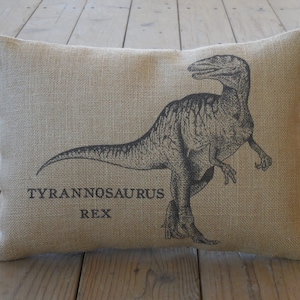 T Rex Burlap Pillow, Kids, Nursery, Dinosaurs, Dino, Tyrannosaurus Rex, Kid5,  INSERT INCLUDED