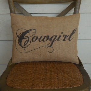 Cowgirl Burlap Pillow, Western, Cowboy Decor, Farmhouse Pillows, Horse26, INSERT INCLUDED image 2