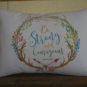Almohada de guardería, Almohada Joshua 1, Decoración Shabby Chic, Almohadas de granja, Almohada inspiradora imagen 2