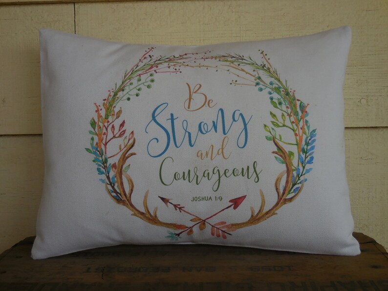 Almohada de guardería, Almohada Joshua 1, Decoración Shabby Chic, Almohadas de granja, Almohada inspiradora imagen 2