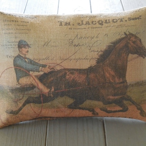 Vintage caballo Burlap almohada, Navidad rústica, regalo del amante del caballo, almohadas de la granja, caballo14, INSERT INCLUIDO, envío gratis