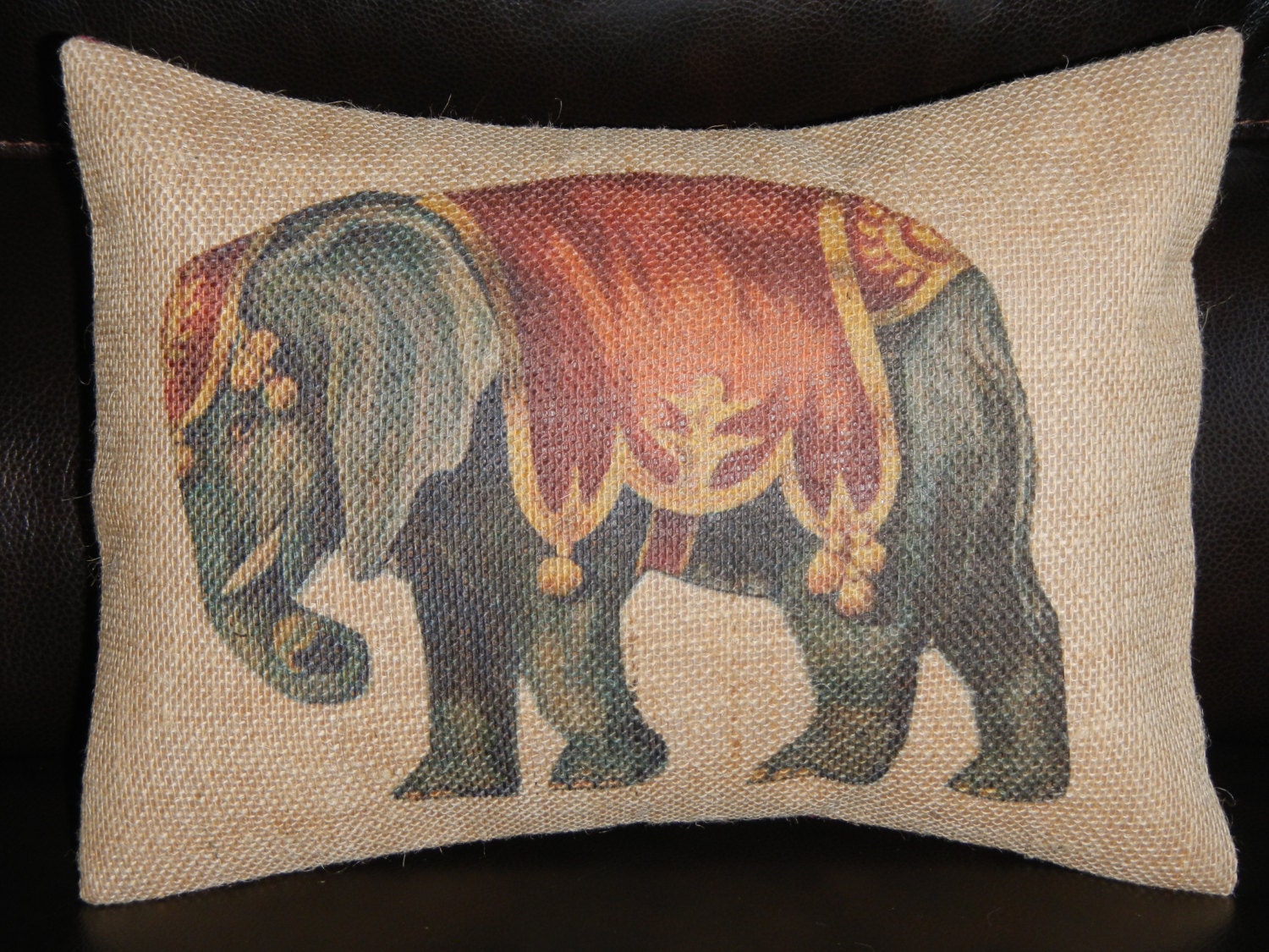 Circus Elephant Burlap Pillow Circus Nursery Farmhouse