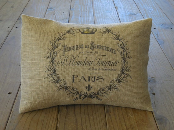 Paris Wreath Burlap Pillow, Shabby Chic Decor 66, Paris,  French Farmhouse pillows, INSERT INCLUDED