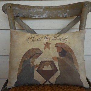 Nativity Pillow, Farmhouse Christmas, Christmas Pillows, cottagecore decor, Christian Christmas