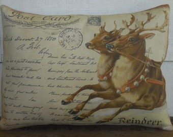 Reindeer Christmas Pillow, Farmhouse Christmas, Reindeer Pillow, Farmhouse Christmas Decor