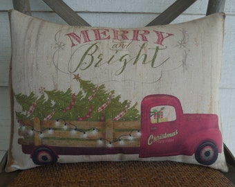 Christmas Truck  Pillow, Christmas Pillows, Farmhouse Christmas, Holiday Decor
