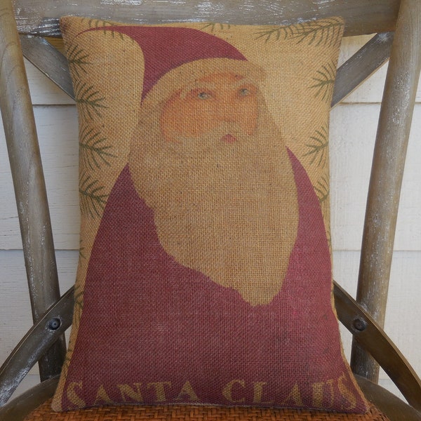 Santa Claus Christmas Pillow, Farmhouse Pillows, Farmhouse Christmas, St. Nicholas Pillow