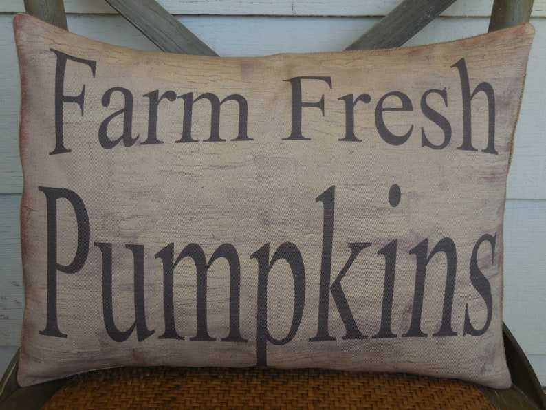 Farm Pumpkins Pillow, Farmhouse Pillows, Fall Farmhouse, Pumpkin Sign, Autumn Decor bild 1