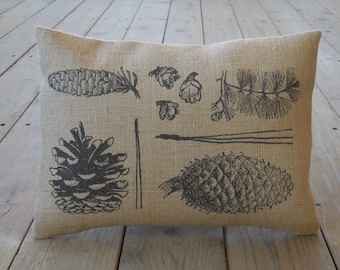 Pinecone  Pillow, Cottage Chic Decor, Rustic Lodge,  Farmhouse Pillows, Cottagecore Pillow, Cabin Decor