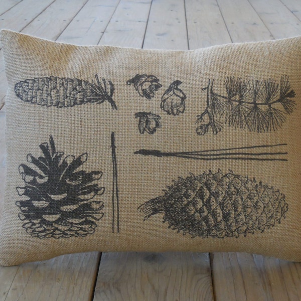 Pinecone  Pillow, Cottage Chic Decor, Rustic Lodge,  Farmhouse Pillows, Cottagecore Pillow, Cabin Decor