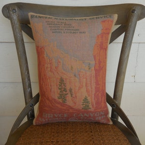Vintage Bryce Canyon NP Burlap Pillow, Explore, Retirement, Farmhouse Pillows,  INSERT INCLUDED