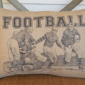 Vintage Football Pillow, Football Players Pillow, Football Decor, Farmhouse Pillows, Sports pillow