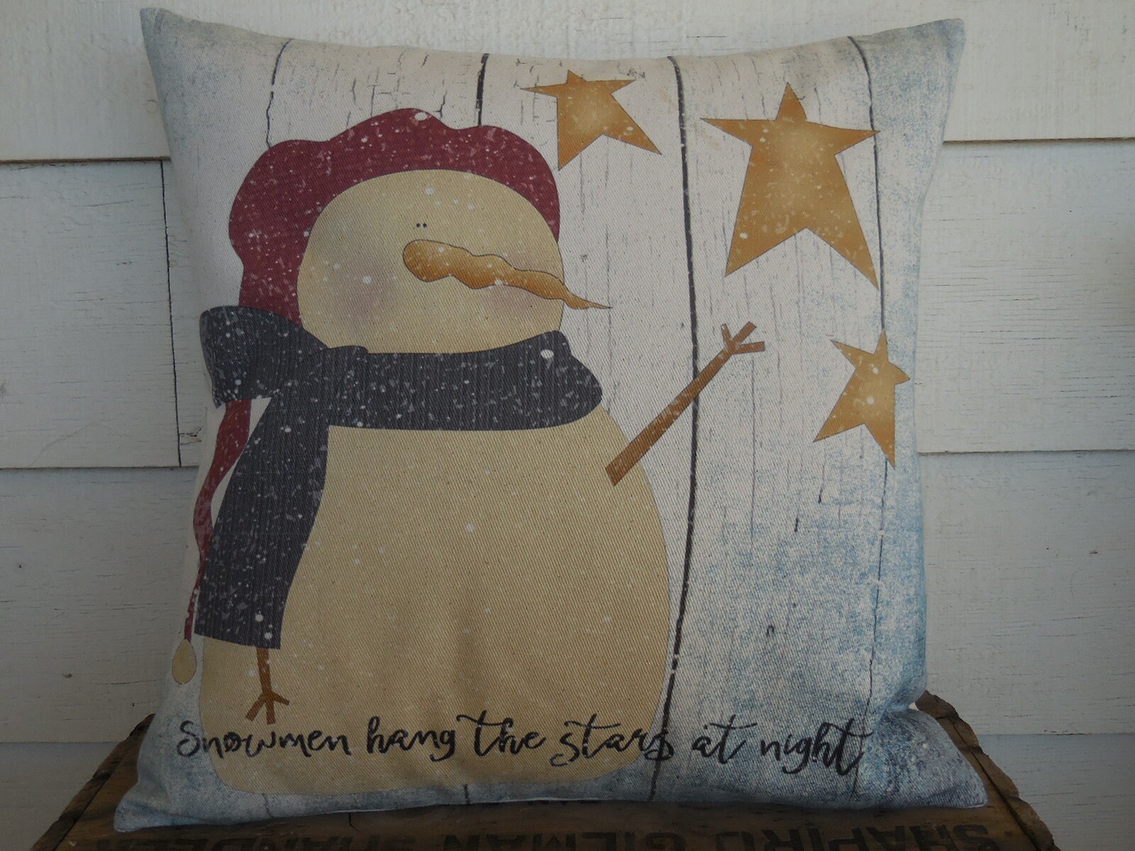 Snowman Pillow, Snowman Christmas, Snowmen Hand the Stars