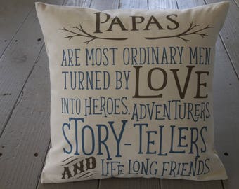 Papa Tribute Pillow, Father's Day, Birthday Gift, Farmhouse Pillows, Saying 38,   INSERT INCLUDED