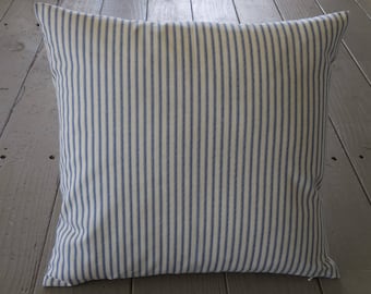 French Blue Ticking Pillow, Farmhouse Pillows, Shabby Chic