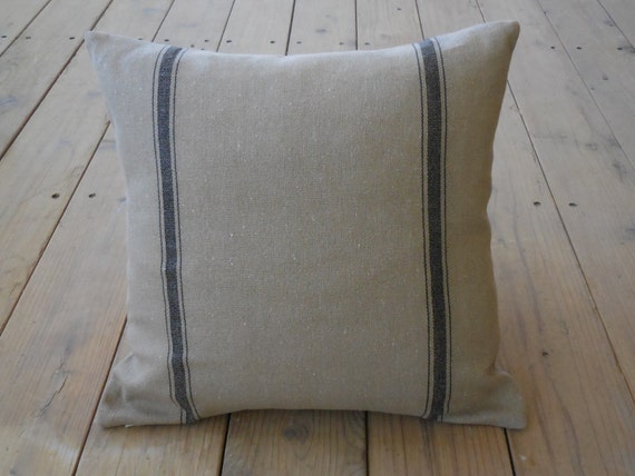 French Grain Sack  Pillow, Black Stripe Pillow, Cottagecore Decor, Farmhouse Pillows