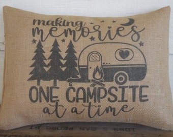 Camping Pillow, Making Memories Pillow, Gifts for Campers, Camping Gifts, Farmhouse Pillows