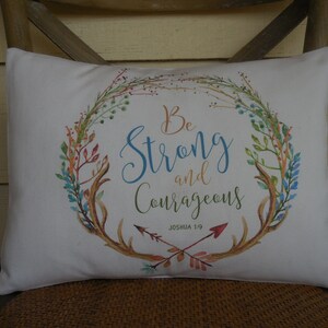 Almohada de guardería, Almohada Joshua 1, Decoración Shabby Chic, Almohadas de granja, Almohada inspiradora imagen 1