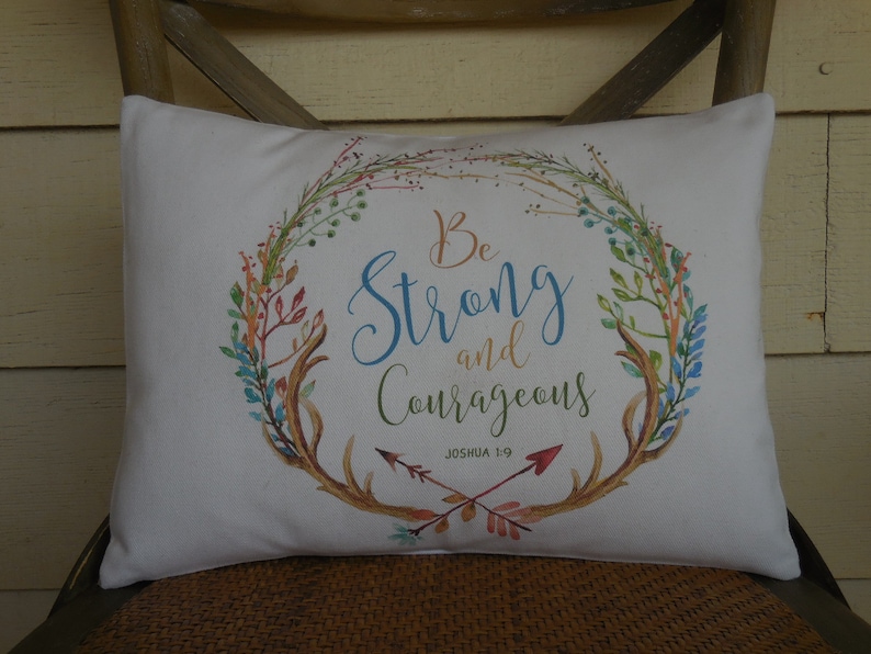 Almohada de guardería, Almohada Joshua 1, Decoración Shabby Chic, Almohadas de granja, Almohada inspiradora imagen 1