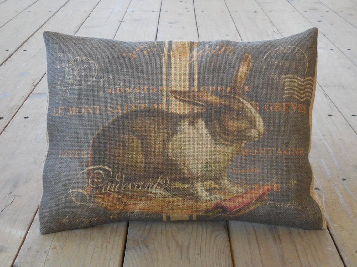 Chalkboard Rabbit Burlap Pillow Shabby Chic Shabby Chic 36 - Etsy