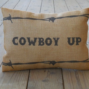 Cowboy Up  Burlap Pillow, Western Pillows, Farmhouse Pillows, Cowboy Decor, Horse8,  INSERT INCLUDED