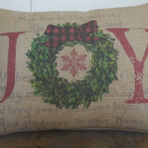 Farmhouse Joy Christmas Burlap Pillow, Farmhouse Christmas, Farmhouse Pillows, Gifts under 25