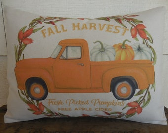 Fall Harvest truck Pillow, Farmhouse Fall,  Autumn Decor, Farmhouse Pillows,  INSERT INCLUDED