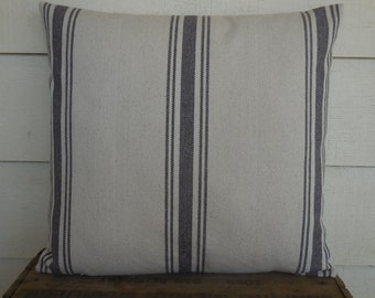 Feed Sack Pillow, Cottagecore Pillow, Gray Stripe Pillow, Grain sack Pillow, Farmhouse decor