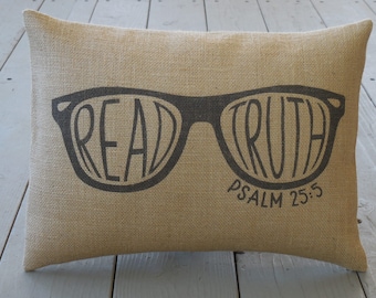 Psalm 25:5 Burlap Pillow, Word Art, Shabby Chic, Read Truth, Farmhouse Pillows, Inspire32, INSERT INCLUDED