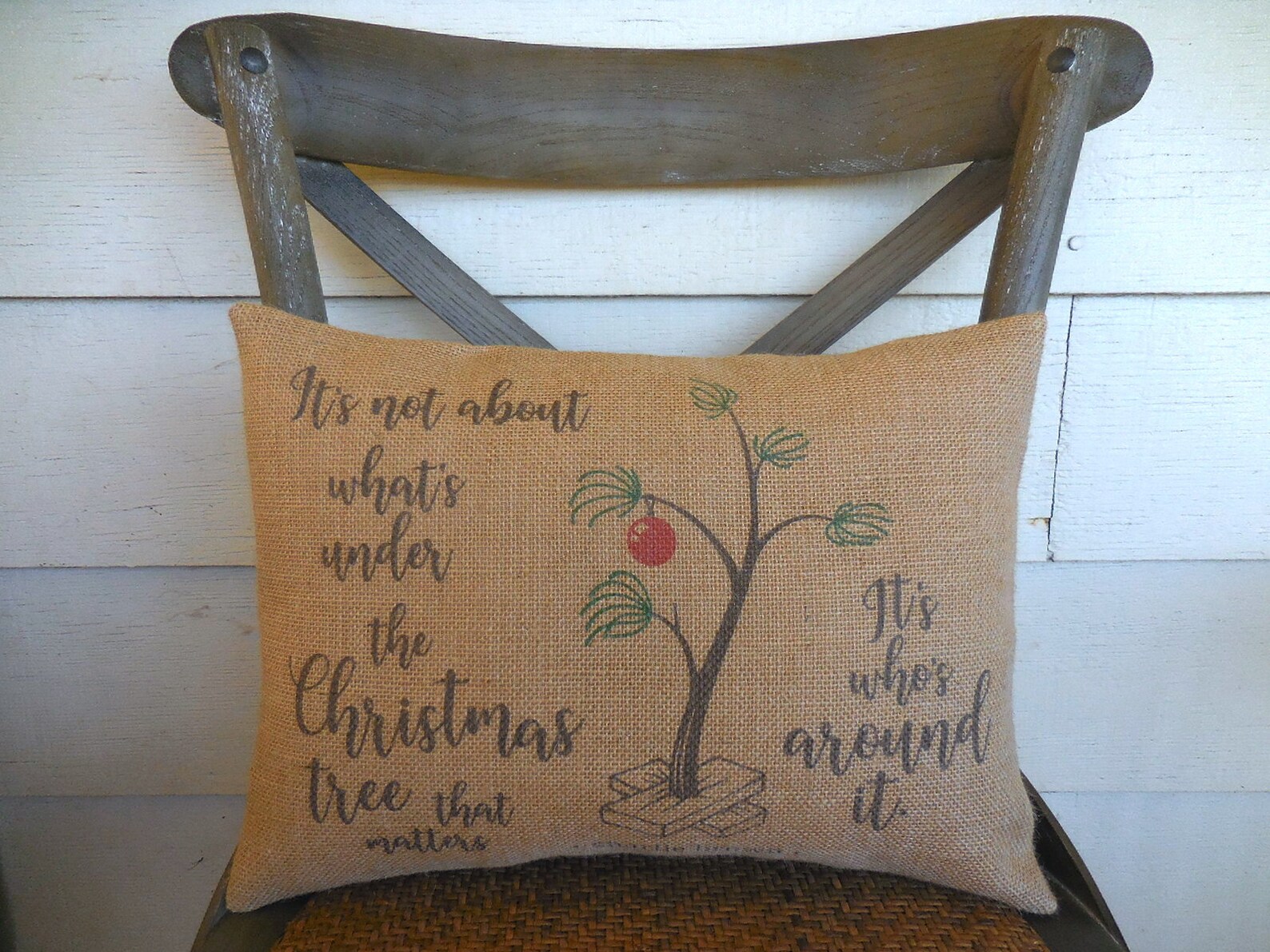 Christmas Pillows Farmhouse Christmas Charlie Brown Tree Etsy