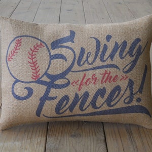 Swing for the Fences Baseball Burlap Pillow, Baseball Decor, Farmhouse Pillows, Sports27,  INSERT INCLUDED