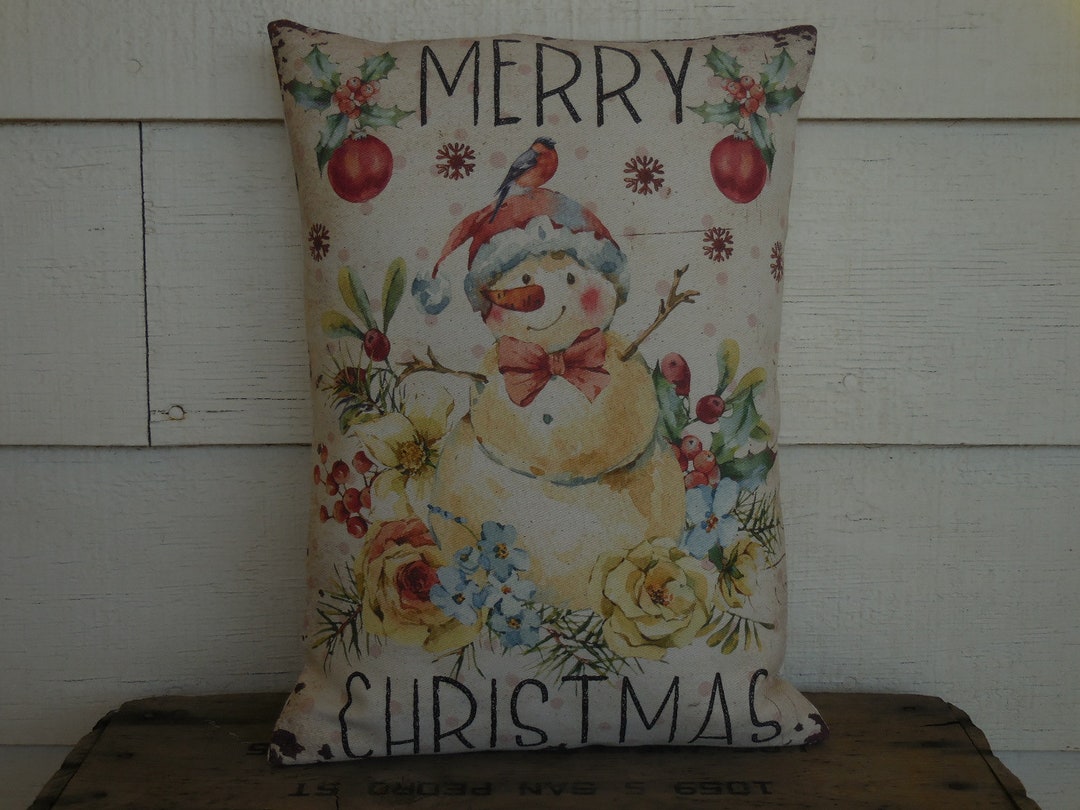 Christmas Pillows, Snowman Pillow, Farmhouse Christmas, Gifts Under 25, Gift for Secret Santa Etsy