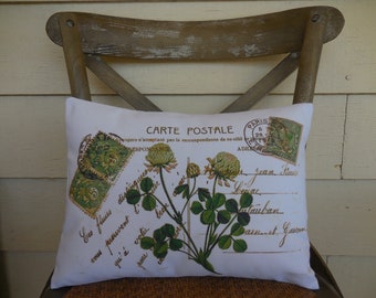 St Patricks Day Pillow, French Clover Pillow, Irish Pillow, Farmhouse Pillows, Gift for St Paddys Day