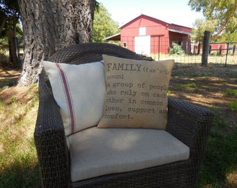 Family Definition Burlap Pillow | Rustic Farmhouse | Shabby Chic |  Farmhouse Pillows | Saying 26| INSERT INCLUDED