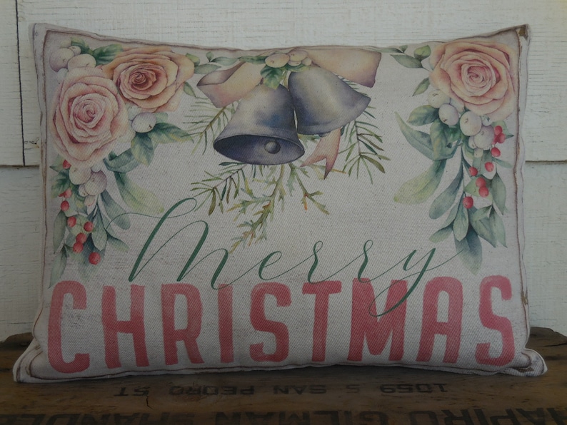 Pink Christmas Pillow Shabby Chic Christmas Christmas Etsy