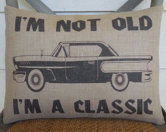 Classic Car Pillow, Car Decor,  Man Cave Gift, Farmhouse Pillows, Christmas Gift for Husband