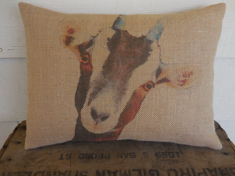 Goat Burlap Pillow Rustic farmhouse Farmhouse Pillows Etsy