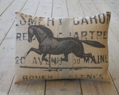 French Horse Burlap Pillow, Weathervane pillow, Horse Lover Gift, Farmhouse Pillows, INSERT INCLUDED