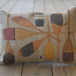 Vintage Paddles Burlap Pillow, Nautical, Sailing Decor, Farmhouse Pillows, V1,   INSERT INCLUDED