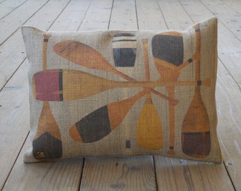Vintage Paddles Burlap Pillow, Nautical, Sailing Decor, Farmhouse Pillows, V1,   INSERT INCLUDED