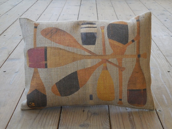 Vintage Paddles Burlap Pillow, Nautical, Sailing Decor, Farmhouse Pillows, V1,   INSERT INCLUDED