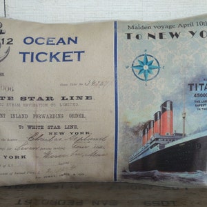 Titanic Ticket  Pillow, Titanic Pillow,  Farmhouse Pillows, Fixer Upper Style